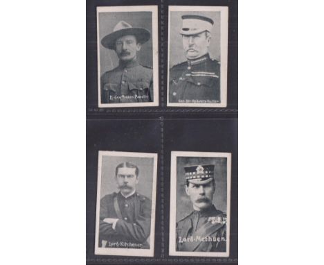 Cigarette cards, Churchman's, Boer War Generals, 'CLAM' (Black), four cards, Lt-Gen. Baden-Powell, Gen. Sir Redvers Buller, L