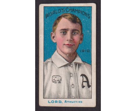 Trade card, USA, Dorchester Baking Co, World's Championship Series, 1910, baseball card, type, Lord, Athletics (some slight f