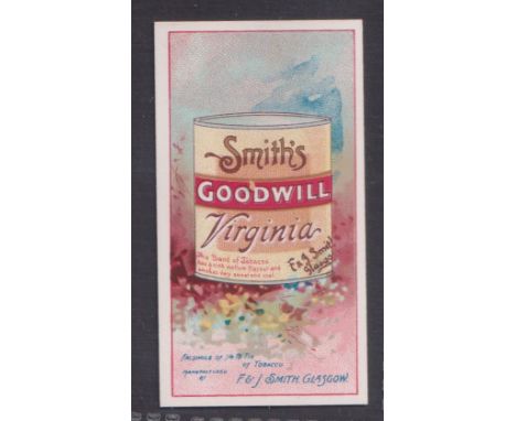 Cigarette card, Smith's, Advertisement Card, type, advert card illustrated with tin of Smith's Goodwill Virginia Tobacco (ex)