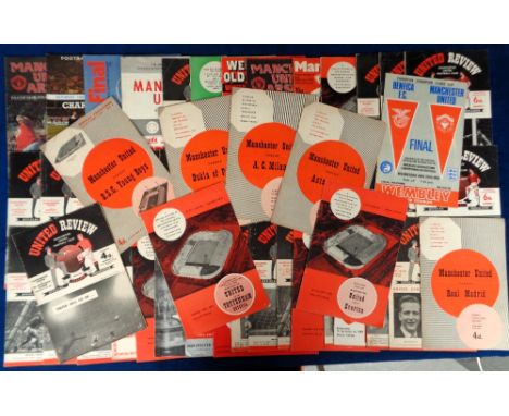 Football programmes, Manchester Utd, a collection of 50+ programmes, 1950's onwards, mostly Homes inc. Aston Villa Charity Sh