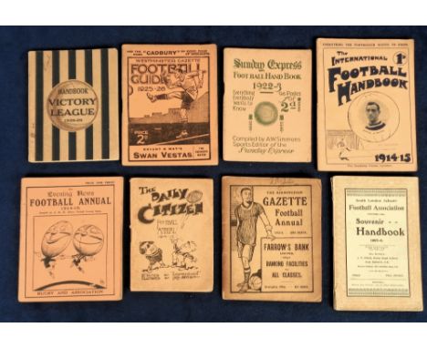 Football annuals, a collection of 8 pre-war annuals, South London Schools Football Association Souvenir Handbook 1905-06, The