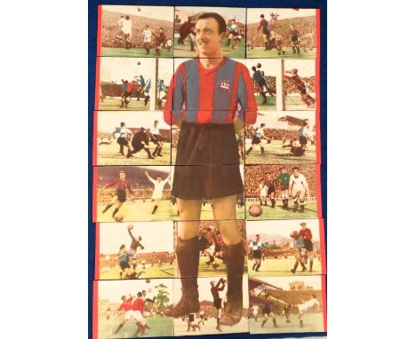 Trade cards, Spain, Vencedor, Footballers, a collection of 18 cards which form a mosaic image of Barcelona player Basilio (so