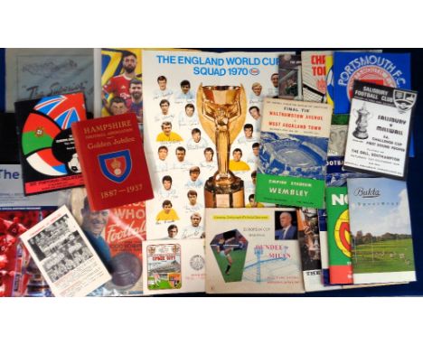 Football memorabilia, a large box containing a quantity of items inc. a packet of match tickets 1960's onwards, Southampton S