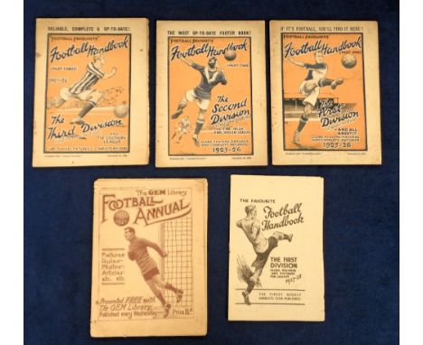 Football Giveaways, five giveaways, Football Favourite Football Handbooks 1925/26 comprising Part 1 English &amp; Scottish Fi