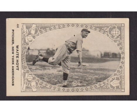 Trade card, Canada, Baseball, Neilson's, Big League Bars, ref. V61, type card, no 44, Waite Hoyt, Pitcher, New York Americans