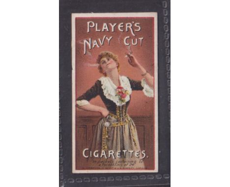 Cigarette card, Player's Advertisement card, type card with 'Navy Cut' back, reference book Fig 3 number 5 Girl in Brown (nea
