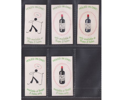 Cigarette cards, Churchman's, Golf, Can You Beat Bogey at St. Andrews, card no 55, 'Holed in One!', 5 cards each one with dif