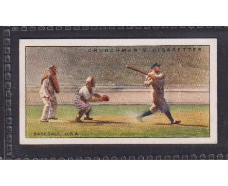 Cigarette cards, Churchman Sports & Games of Many Lands (set 25 cards) including Babe Ruth Baseball card (gd/better)