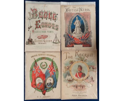 Ephemera, 100 pieces of sheet music with decorative illustrated covers, Victorian to WW1. Some coloured, some from The Musica