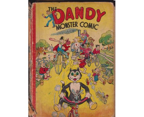 Children's book, Dandy Monster Comic Annual, 1942, scarce wartime edition, cover loose &amp; damage to sdpine, some wrtiting 