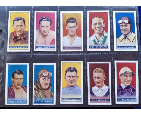 Cigarette & trade cards, 7 sets all sports related, Amalgamated Press Sportsmen of the World (32 cards, a few cards fair rest