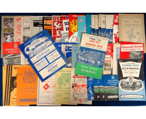 Football programmes, a collection of 60+ programmes mostly from the 1950's inc. Liverpool v Aston Villa 53/54, Wales v Switze