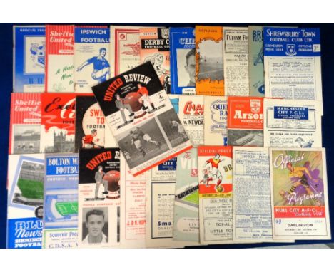 Football programmes, a collection of thirty 1940/50's programmes, a good selection inc. Aston Villa v Liverpool 52/53, Manche