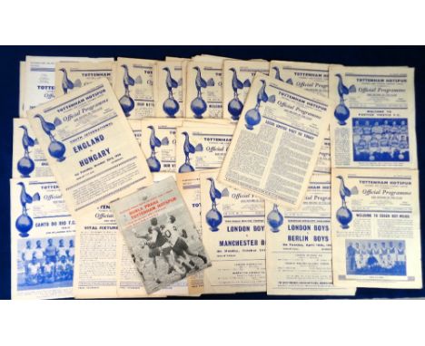 Football programmes, Tottenham Hotspur, a collection of 50+ home programmes, mostly 1950's inc. Partick Thistle, Fr, 1956/57,