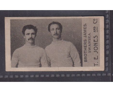 Cigarette card, T E Jones, Welsh Rugby Players, type card, Brothers James Swansea, this subject is not recorded in the list o