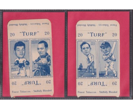 Cigarette cards, Carreras Turf uncut slides 2 per card, Sports Series (set 25 cards) (gd)