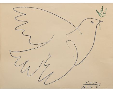 Picasso, Pablo (1881-1973) "La Colombe de la Paix (Friedenstaube)" 1961, Farblithographie, u.r. i. Stein sign./dat., u. Trock