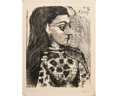 Picasso, Pablo (1881-1973) "Buste au corsage à carreaux" 1957/58, Lithographie, 26/50, u.r. sign., u.l. num., o.r. in der Pla