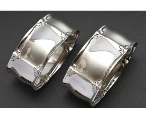 Paar Chippendale Serviettenringe in Vierpass Form, Wilkens, Silber 800, 79g, 6,5x3,1cm