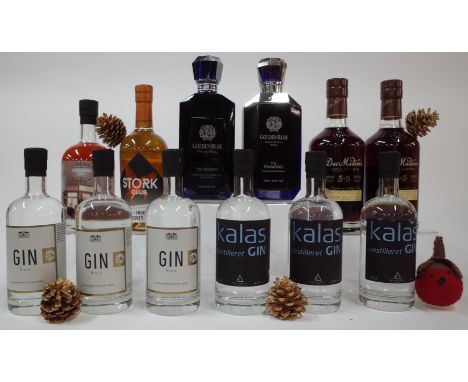 12 MIXED BOTTLES SPIRITS3 x Vibegaard Aronia Gin (50cl); 3 x Kalas Distilled Gin (50cl); Gendarm Botanical Gin (50cl); Stork 