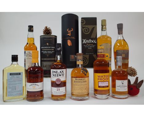 12 BOTTLES SCOTCH WHISKYKininvie Single Malt (50cl); Tobermory Single Malt Aged 23 Years; Islay Mist Blended aged 21 Years; M