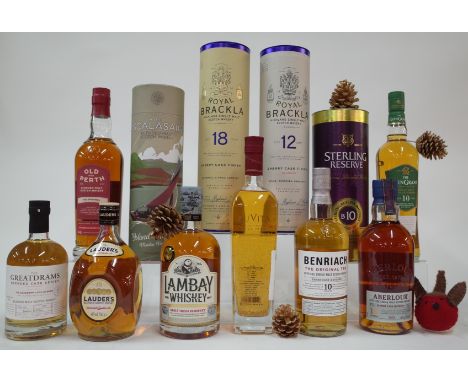 11 BOTTLES SCOTCH WHISKY AND 1 IRISH WHISKEYThe Greatdrams Blended Cask Series (50cl); Lauder's Blended; Au Vita Golden; Benr