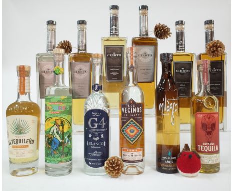 10 BOTTLES TEQUILA AND TWO MEZCALEl Tequileno Reposado Gran Reserva; Colores Mezcal Artesanal; Destileria El Pandillo G4 Blan