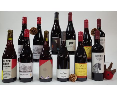 12 BOTTLES ENGLISH, SOUTH AFRICAN AND CHINESE RED WINEThe Bolney Pinot Noir 2019; Black Book Pinot Noir 2019 and Nightjar Cla