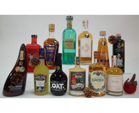 12 MIXED BOTTLES LIQUEURSThe Royal Rhino African Cream; Villa Cardea Limoncello (50cl); Oh So Oat (50cl); Warlich Rum  + Egg 