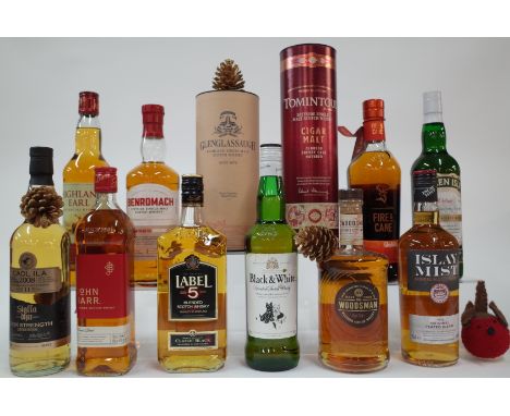 12 BOTTLES SCOTCH WHISKYStalla dhu Cask Strength Limited Edition; John Barr Finest Blend; Label 5 Classic Black Blended; Jame