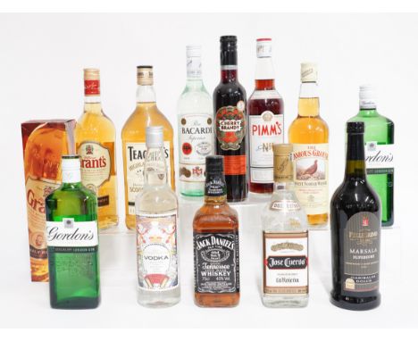 TWELVE BOTTLES OF SPIRITS TO INCLUDE PIMM'S, GRANT'S WHISKY AND GORDON'S GIN (12)Including Jose Cuervo tequila, Jack Daniels,