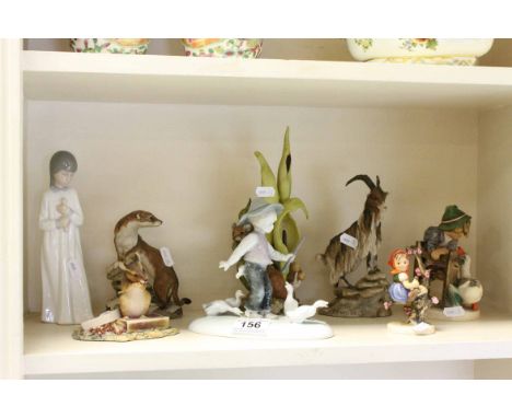 Mixed ceramic  and other figurines etc to include; Nao, Hummel, Border Fine Arts etc