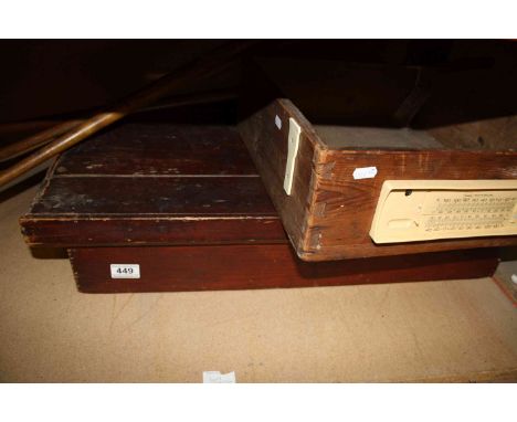 Pair of vintage Croquet Mallets, a Wooden carpet sweeper, wooden Box &amp; Tray