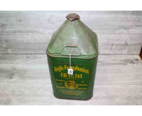 Large vintage "Anglo Pennsylvanian" Oil can with Lithograph advertising to four sides