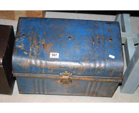 A Victorian small tin travel trunk 