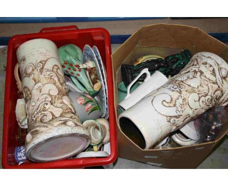 Large quantity of ceramics to include Belleek, Poole etc.