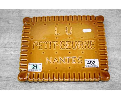 French ceramic Advertising plaque for "Petite Beurre" Biscuits "Nantes" circa 1950