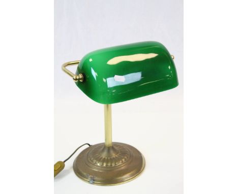 Vintage Doctors style green shade lamp  with brass base