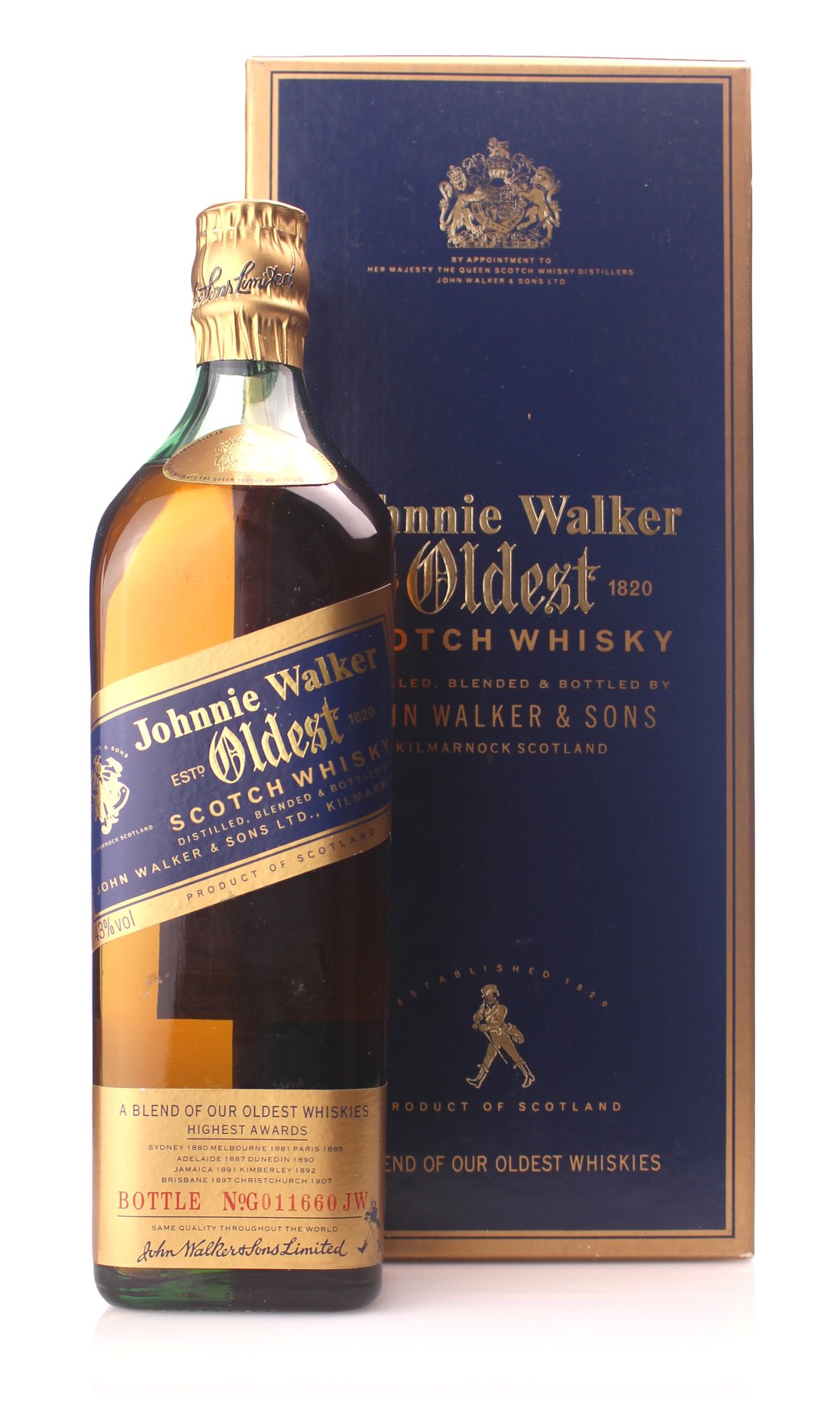 Johnnie Walker’s Oldest Blended Scotch Whisky. A blend of whiskies aged between 15 and 60 years.
