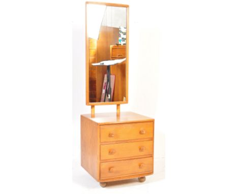 Lucian Ercolani - Ercol model 410 - Windsor - A retro vintage 20th Century blonde beech and elm &nbsp;free standing cheval mi