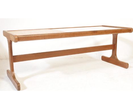 G plan - A retro vintage 20th Century British design teak wood and tile top rectangular coffee table / centre occasional tabl