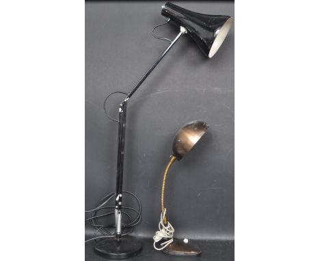 A vintage 20th century circa 1970s Herbert Terry &amp; Sons Anglepoise lamp having a conical shade with three arm hinged supp