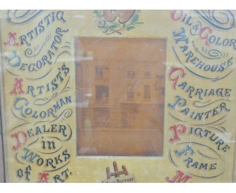 A 19th Century Victorian trade card / advertising sign for J R Pound - Artist. The hand painted sign having a central sepia p