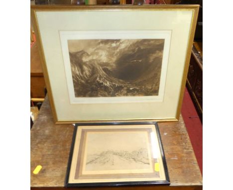 Assorted pictures and prints, to include Anton Pieck prints, unframed etching etc (9)
