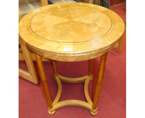 A satin birch and inlaid circular lamp table in the Biedermeier taste, dia. 59.5cm