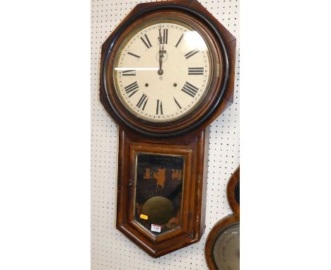 A 19th century American walnut drop trunk wall clock, by the Ansonia Clock Company of New York, height 82cm