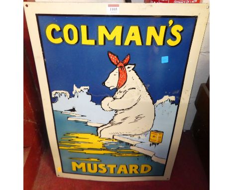 A reproduction enamel advertising sign for Colman's Mustard, 69 x 48cm