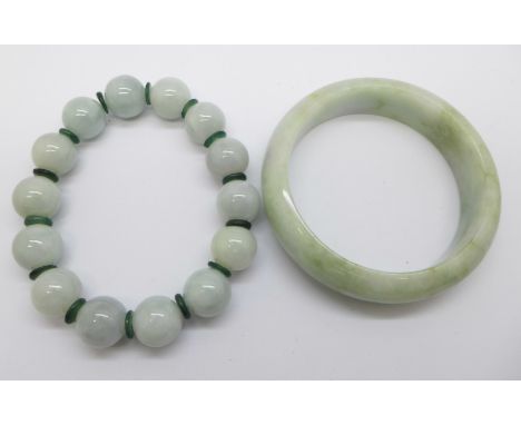 A jade bracelet and bangle 