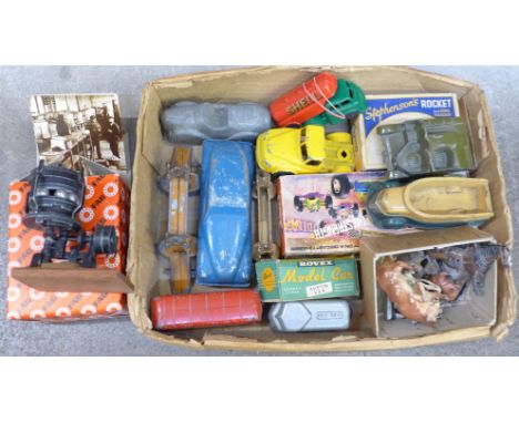 A Rovex Model Car Austin Van, Tri-ang Mini-HiWay Usaki Japan motor racing car, both boxed and other vintage die-cast vehicles