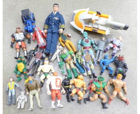 Action Man and other TV and comic book plastic figures, etc. 